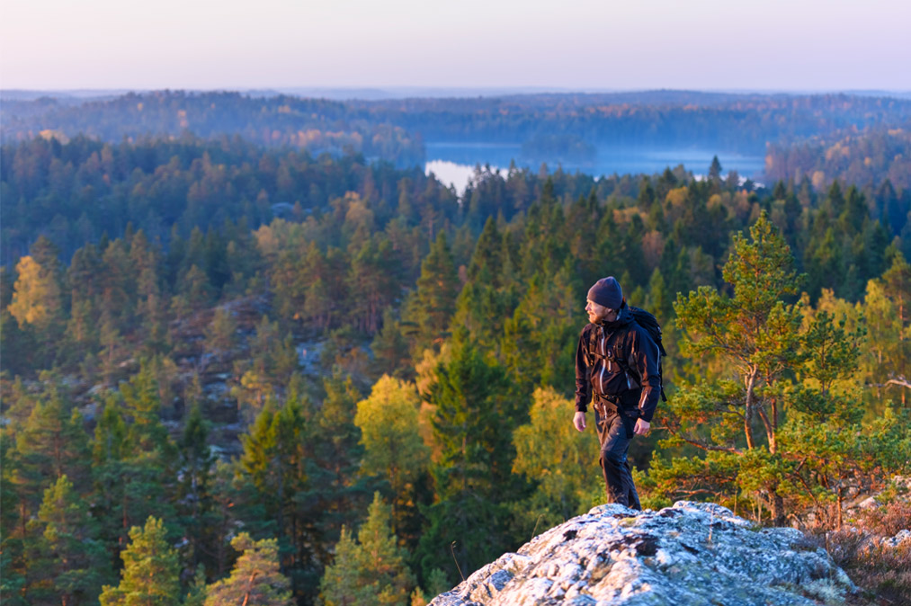 Fotograf: Kenneth Bengtsson
Bildbyrå: Johnér Man på berg blickar ut över skog