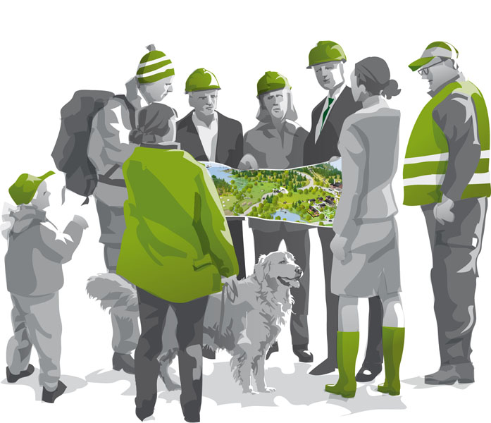 Fotograf: Kjell Ström Tillsammans kan vi åstadkomma mer för att skapa fungerande livsmiljöer för växter och djur och människors välbefinnande. Illustration: Kjell Ström.