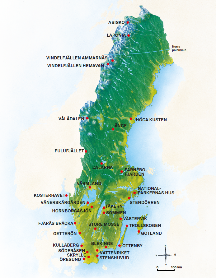 Sverigekarta över naturumen