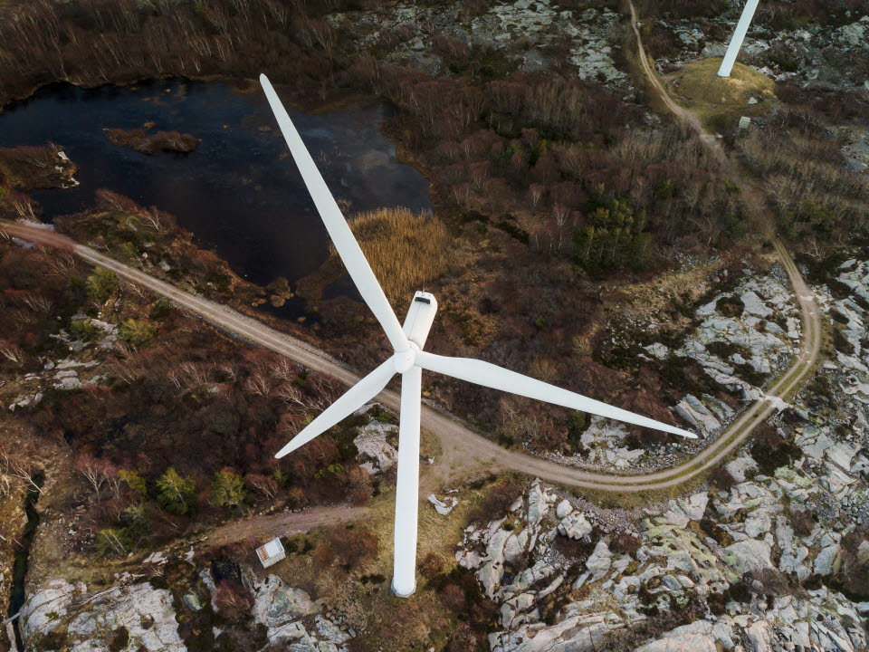 Fotograf: Kentaroo Tryman
Bildbyrå: Johnér En flygbild över ett vindkraftverk, Bohuslän