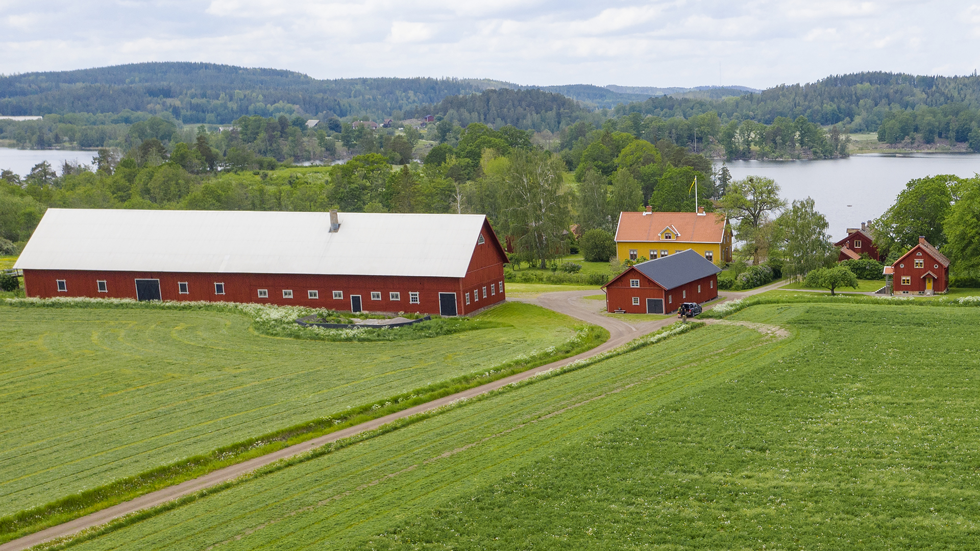 Fotograf: Thomas Adolfsén.
Bildbyrå: Johnér. Jordbruk vid sjö, Horn, Östergötland.